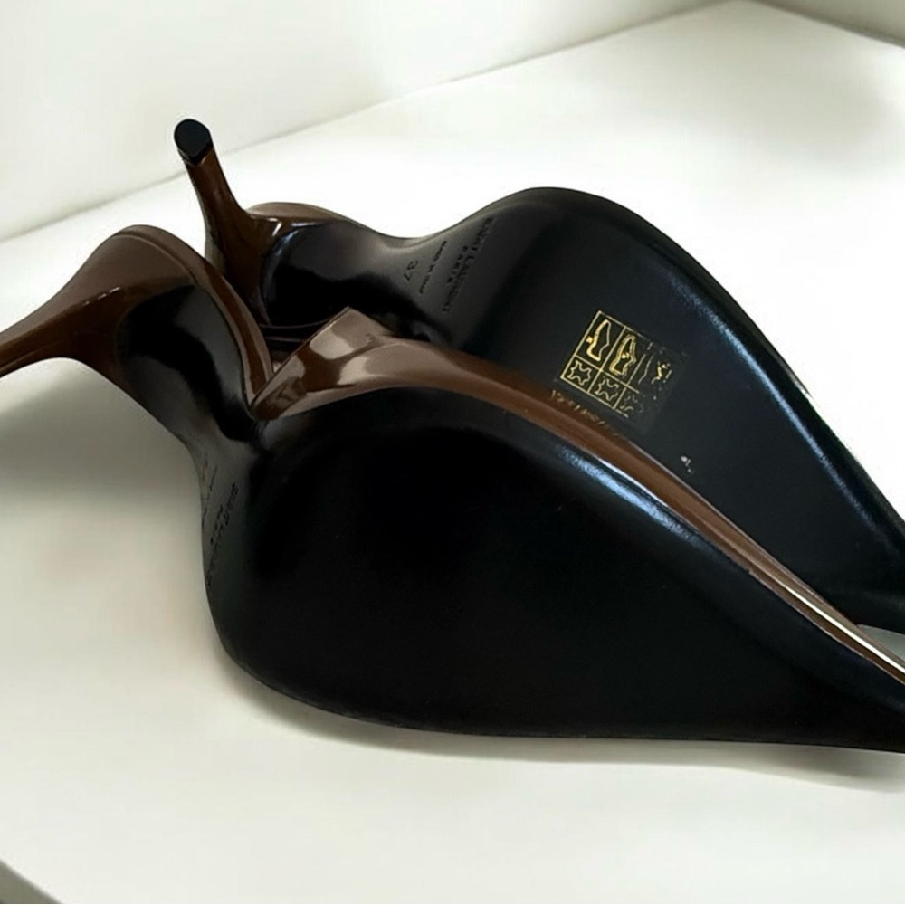 Authentic Saint Laurent Vendome Brown Patent Leather Slingback Heels! COA! - Picture 12 of 16